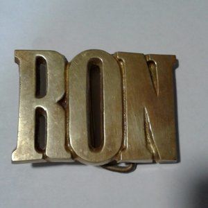 Vintage "RON" Belt Buckle Solid Brass Name  Plate